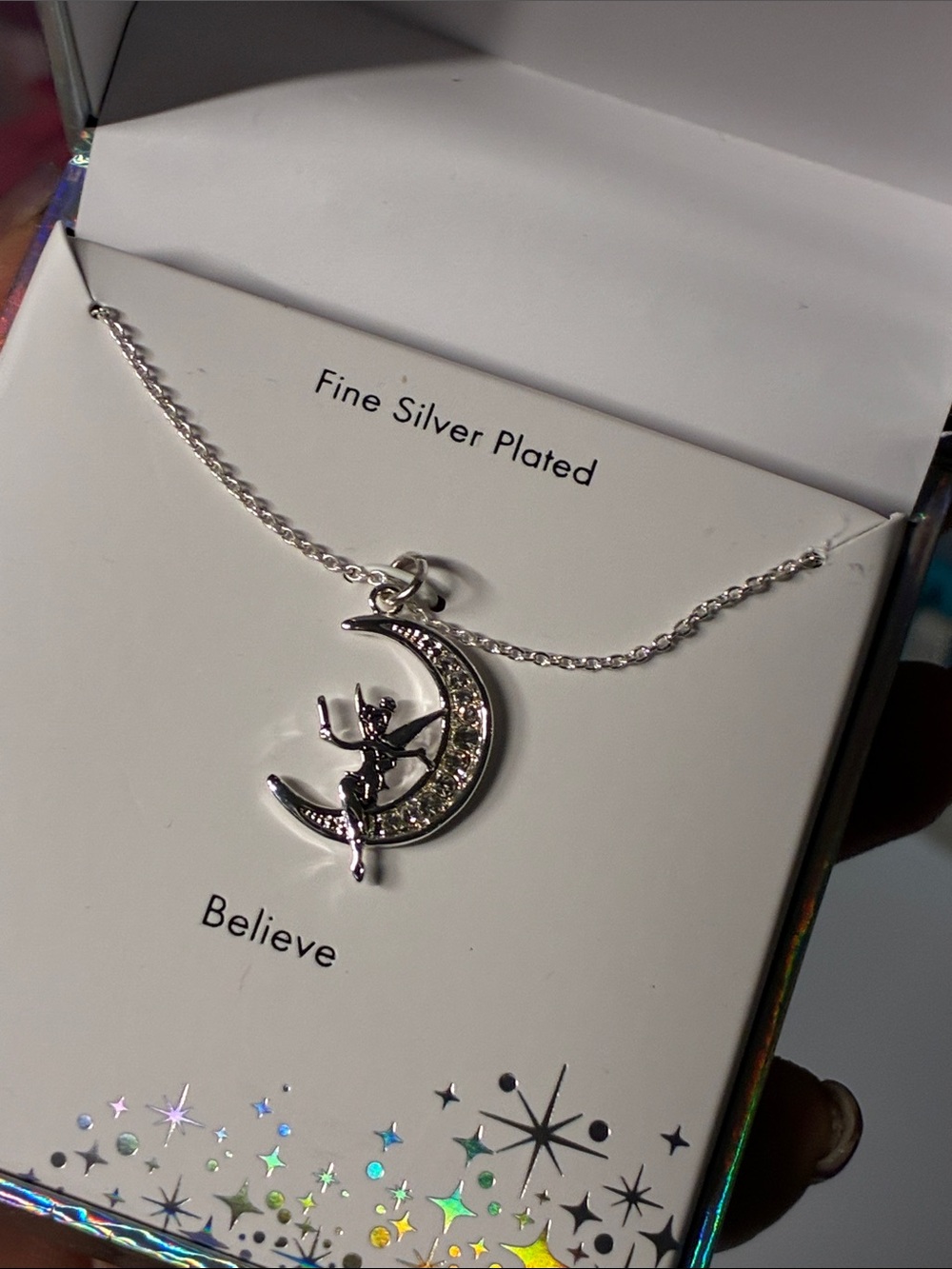 Disney Tinkerbell silver plated charm necklace